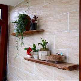 一字隔板原木自然置物架墙壁挂层板电视背景墙上装饰花架实木搁板