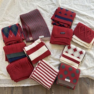 2024 Korean Style New Arrival Red Series Children's Scarf Fall/Winter Boys and Girls New Year Christmas Gift All-Match for Students
