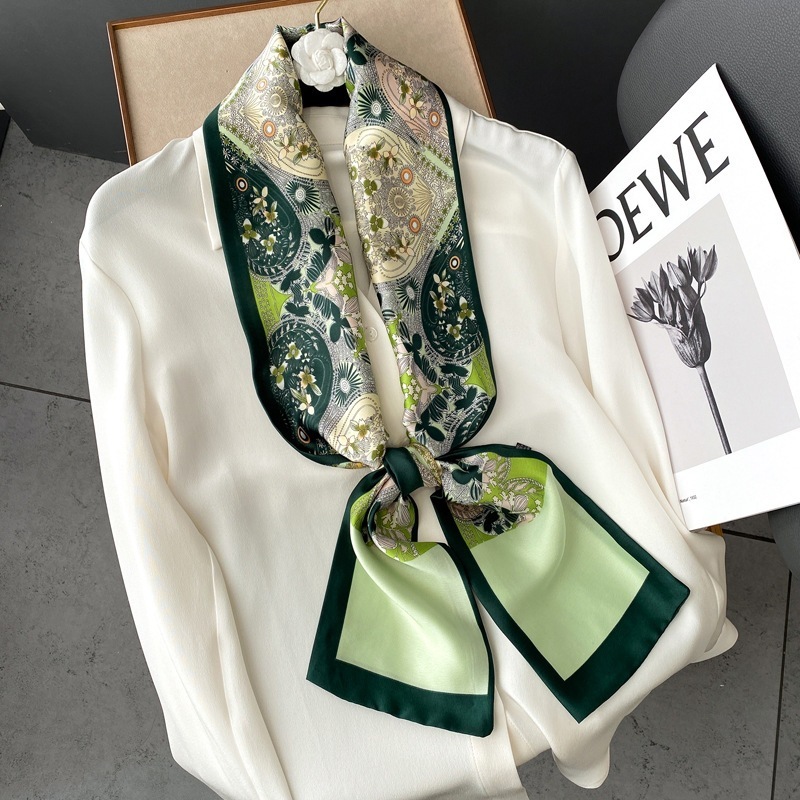 女性用の新しいロングシルクスカーフ、模造ファッション、多用途、細くて長いネックスカーフ、シャツに合わせて着用、シルクスカーフ、韓国版、Sサイズ|undefined