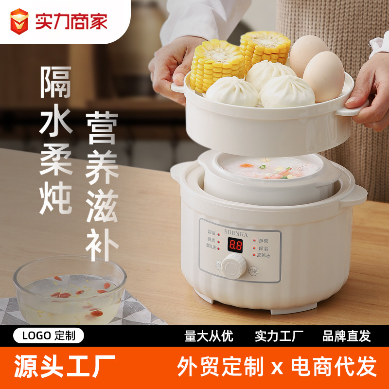 Japan Sdrnka Electric Stew Pot Ceramic Electric Stew Pot Bird's Nest Water-Proof Stew Household Baby Food Supplement Soup Stew Pot Gift