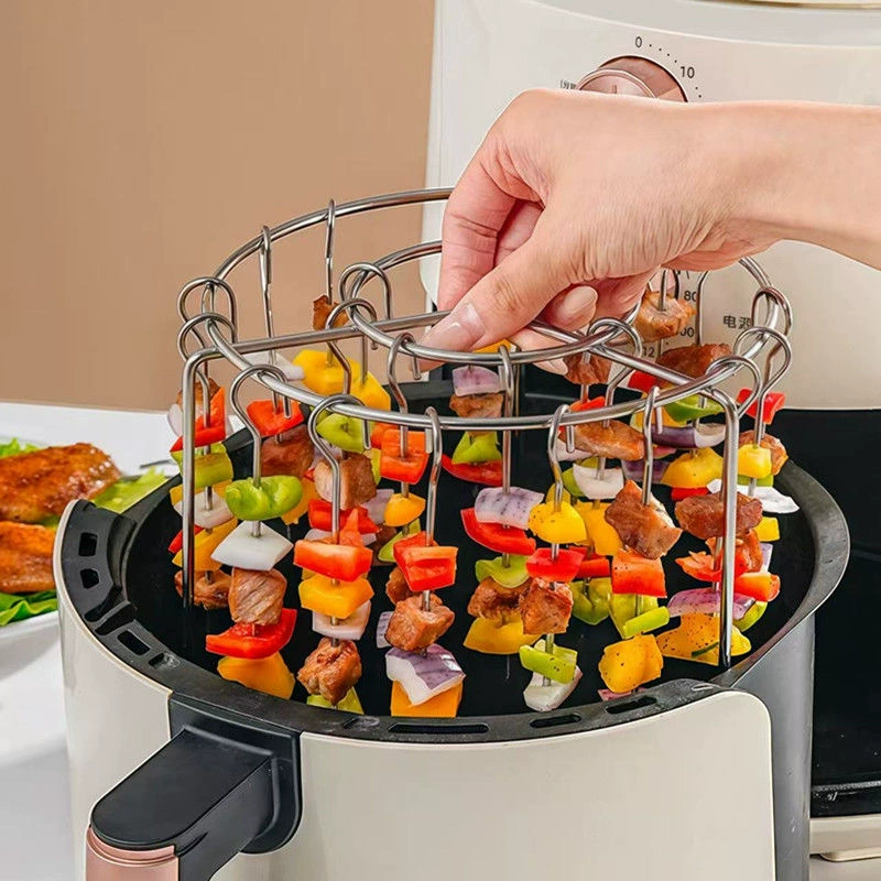 Подставка для гриля из нержавеющей стали для фритюрницы, вертикальная стойка для шампуров, игла для барбекю, съемная стойка для барбекю, кухонные аксессуары