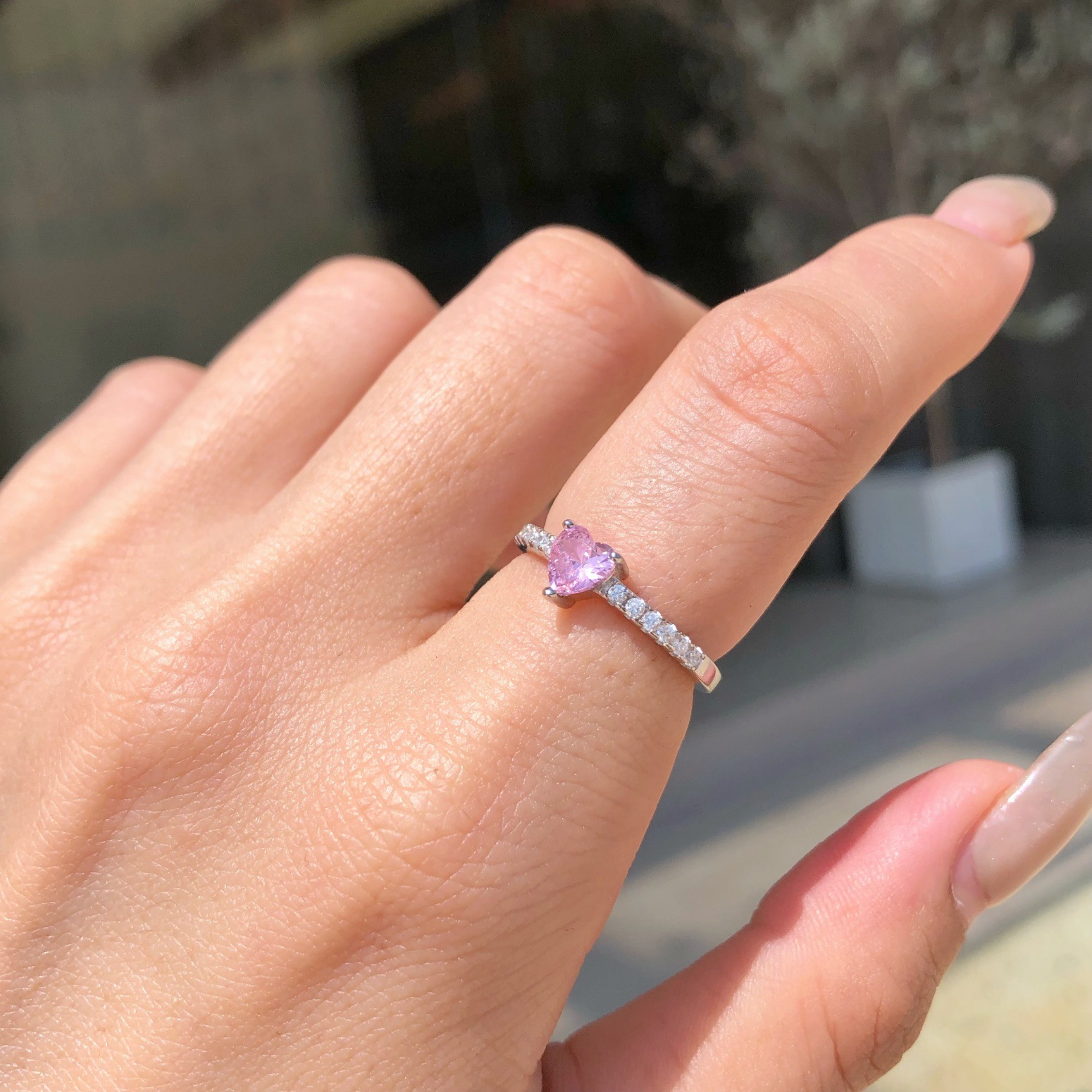 5g Weight Zircon Inlay Material Rings Classification 6, 7, 9 Ring Size 1 Piece Quantity Holiday, Daily Occasion 925 Sterling Silver Material Heart Shape, Bow Knot Pattern Women's Gender Plating, Inlay Design Sweet, Shiny Style 925 Sterling Silver Zircon Heart Shape Bow Knot Rings 9