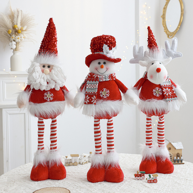 新しいサンタクロース雪だるま格納式人形ニットぬいぐるみ立ち人形クリスマス装飾装飾品|undefined