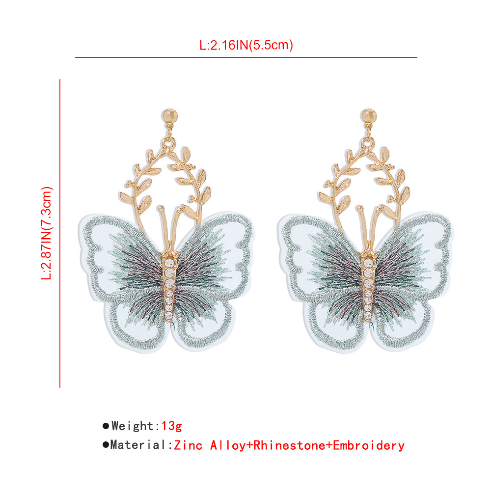 Vintage Creative Embroidery Butterfly Alloy Earrings display picture 15