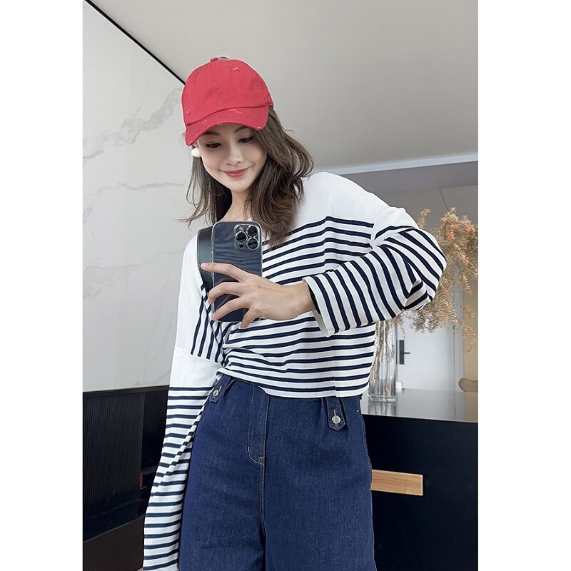 Special Offer 2025 Spring New Style Meiyang Classic Stripesd Round Neck Ice Silk Long-Sleeved Knitwear Loose and Versatile Top Special Offer 2025 Spring New Style Meiyang Classic Stripesd Round Neck Ice Silk Long-Sleeved Knitwear Loose and Versatile Top