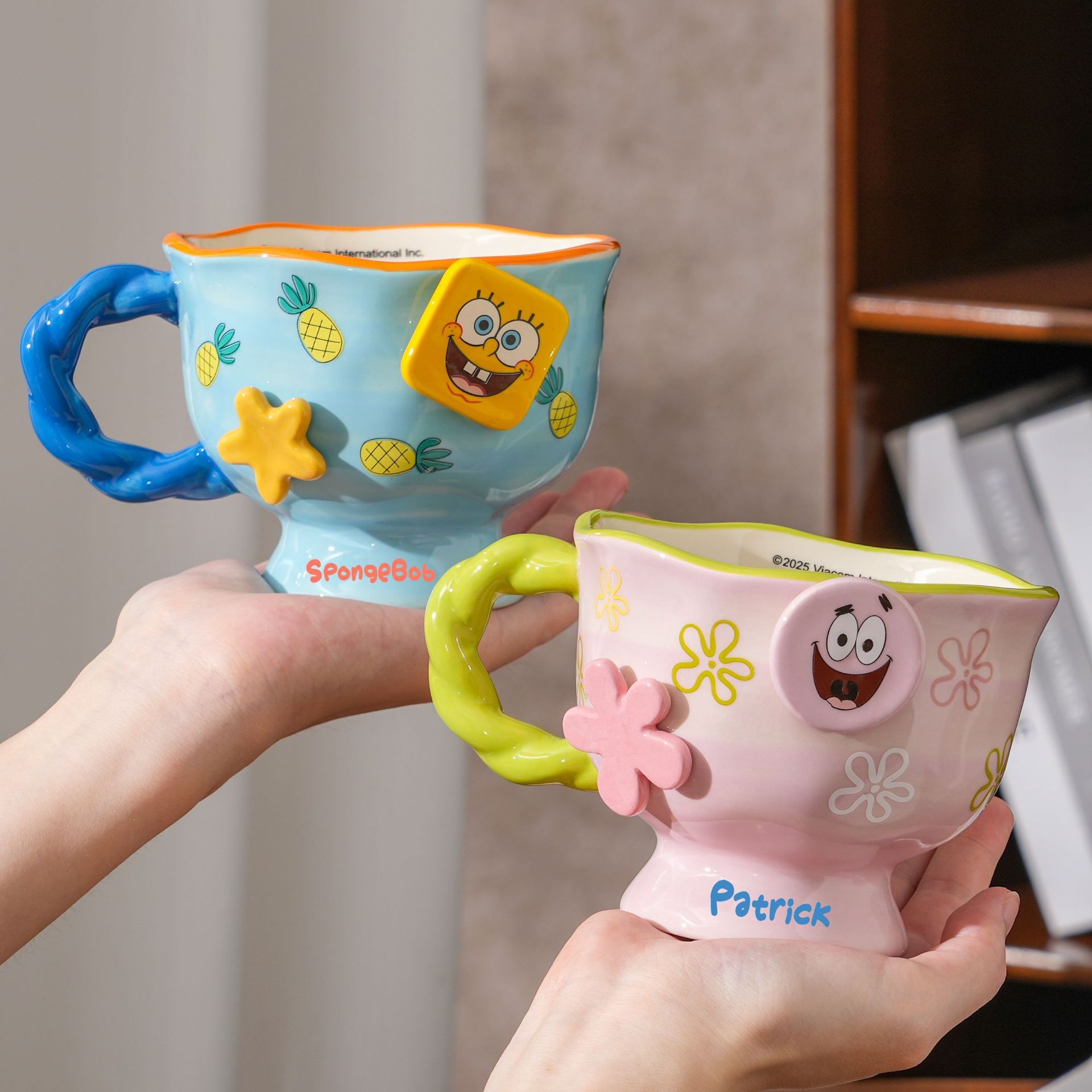 Bob Esponja nueva taza de cerámica taza de cerámica casera taza de desayuno taza de agua taza de café regalo de aniversario