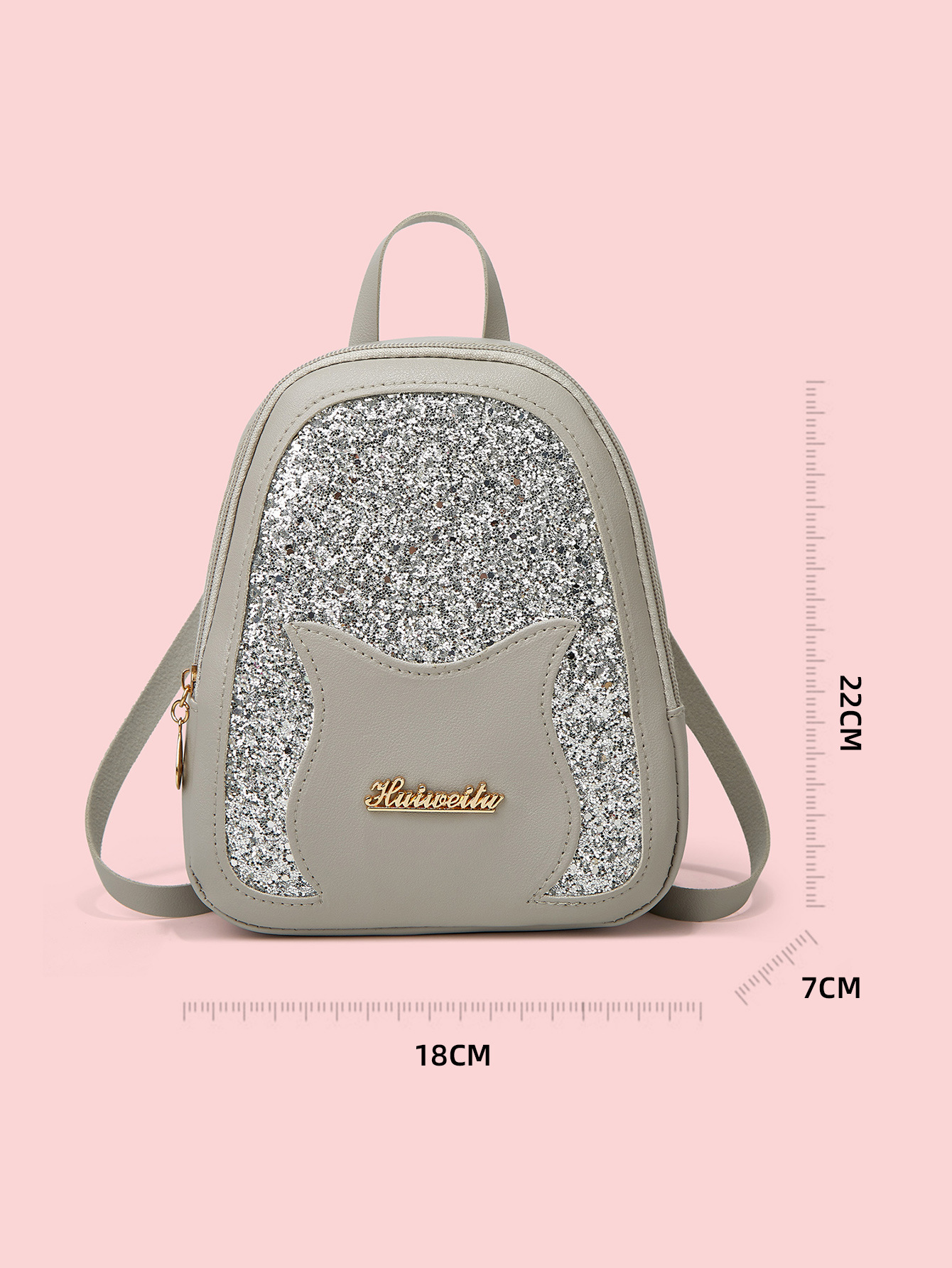 Fashion Solid Color Sequins Square Zipper Fashion Backpack display picture 1