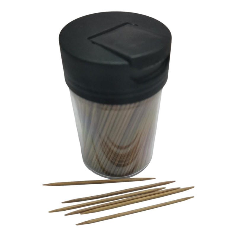 01創意筒裝牙籤 家用一次性水果叉 廚房水果簽盒裝竹製雙頭細牙籤