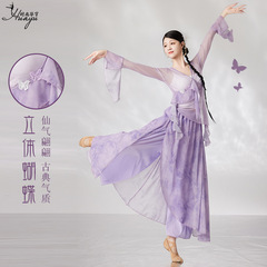 華宇古典舞舞舞舞服蝶紗衣身韻練功逸上着中国舞仙気演出服セット