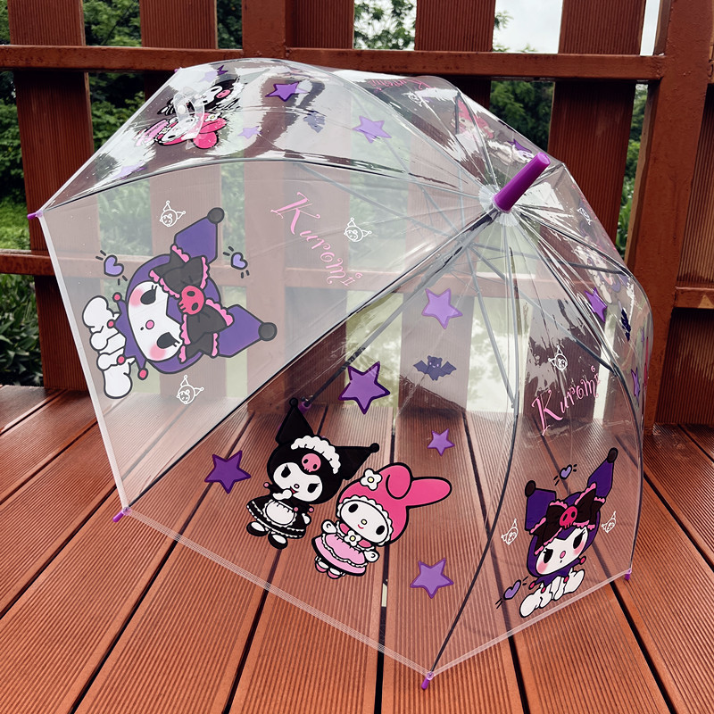 库洛米透明儿童雨伞新款公主小学生幼儿园耐用自动小孩雨伞塑料伞|undefined