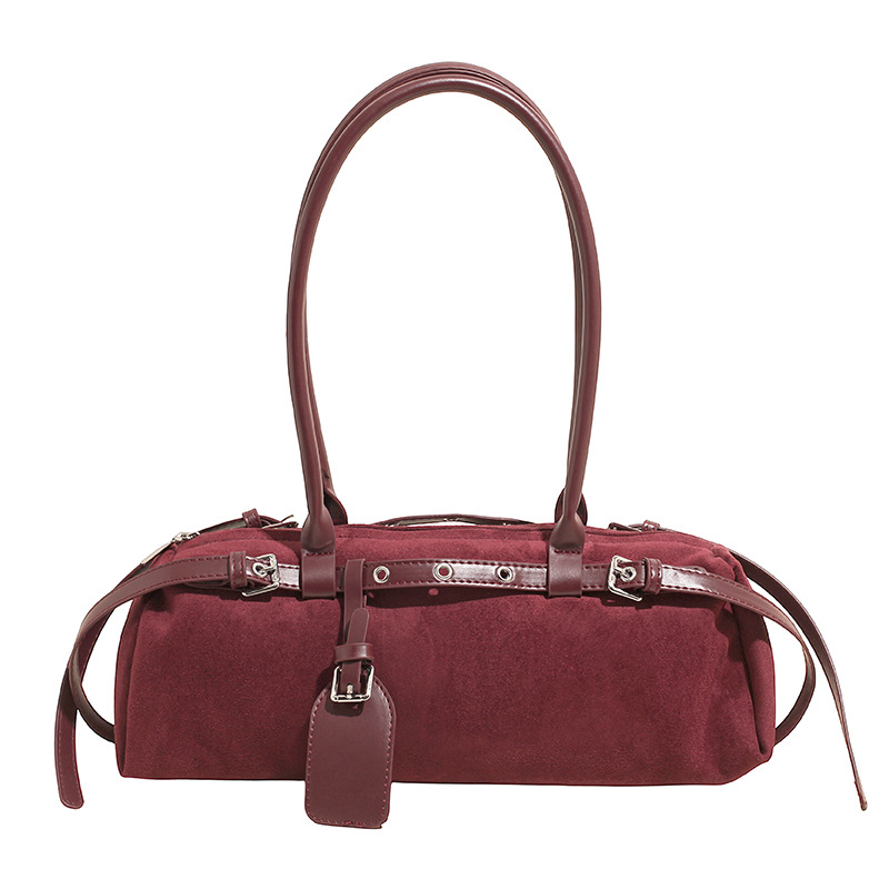 Luxury Trendy Retro Baguette Bag For Women 2025 Cross-Border New Suede Versatile Casual Single Shoulder Underarm Bag - Thumbnail 6