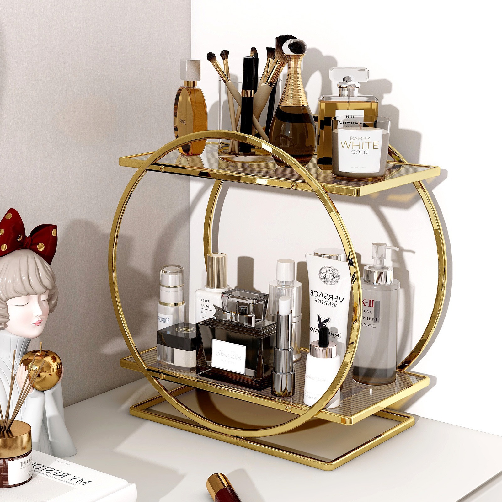 Caja de almacenamiento de cosméticos de Amazon para productos domésticos de cuidado de la piel comedor de baño escritorio de almacenamiento de gran capacidad estante