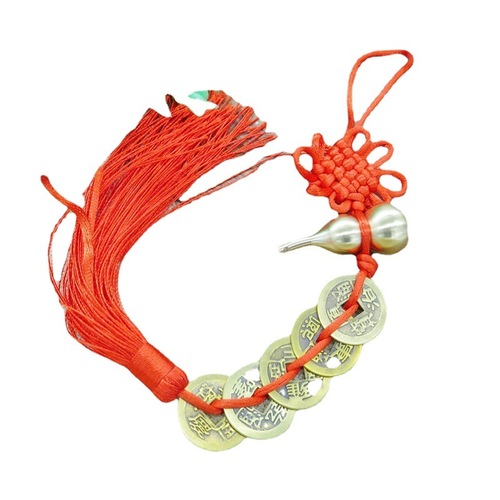 Pure copper gourd five emperors coins copper coin pendant small Chinese knot real copper decoration car interior rearview mirror pendant pendant