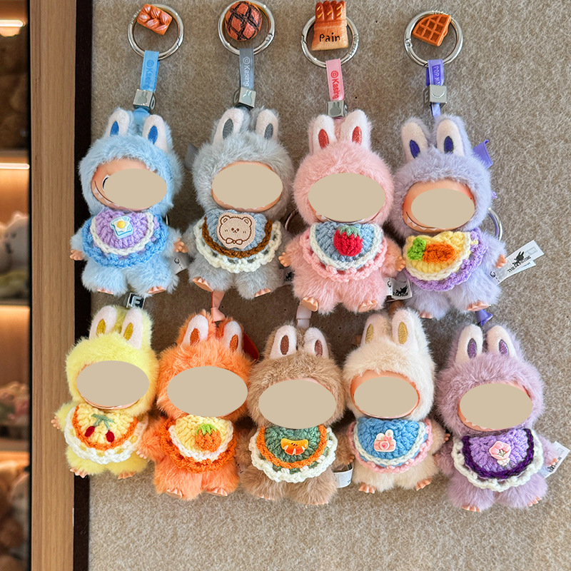 Labubu 4.0 Small Bib Doll Saliva Towel Baby Clothes Self-Deprecating Bear Mini Bib Doll Bib Cute Accessory