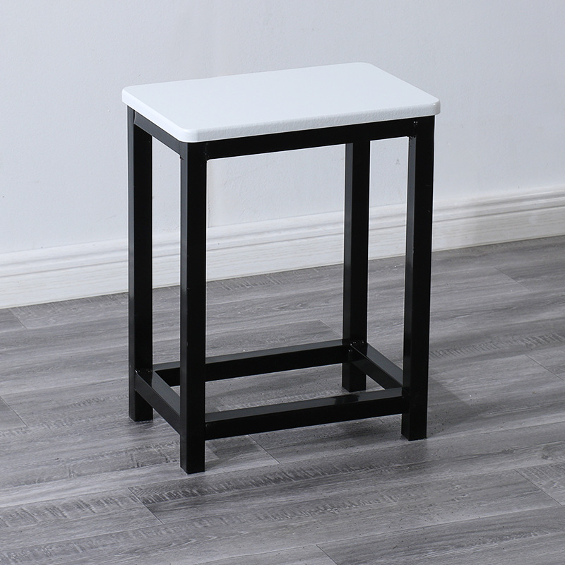 Taburete de taller al por mayor, línea de montaje de fábrica, taburete de trabajo, taburete cuadrado pequeño de acero y madera, taburete de hierro de comida rápida, oro de entrenamiento
