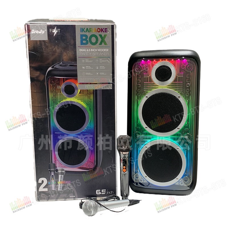 Bts Gts Kts Factory Wholesale Bts-2497 Dual 6.5inch Bluetooth Speakers with 1 Wireless Microphone Bts Gts Kts Factory Wholesale Bts-2497 Dual 6.5inch Bluetooth Speakers with 1 Wireless Microphone