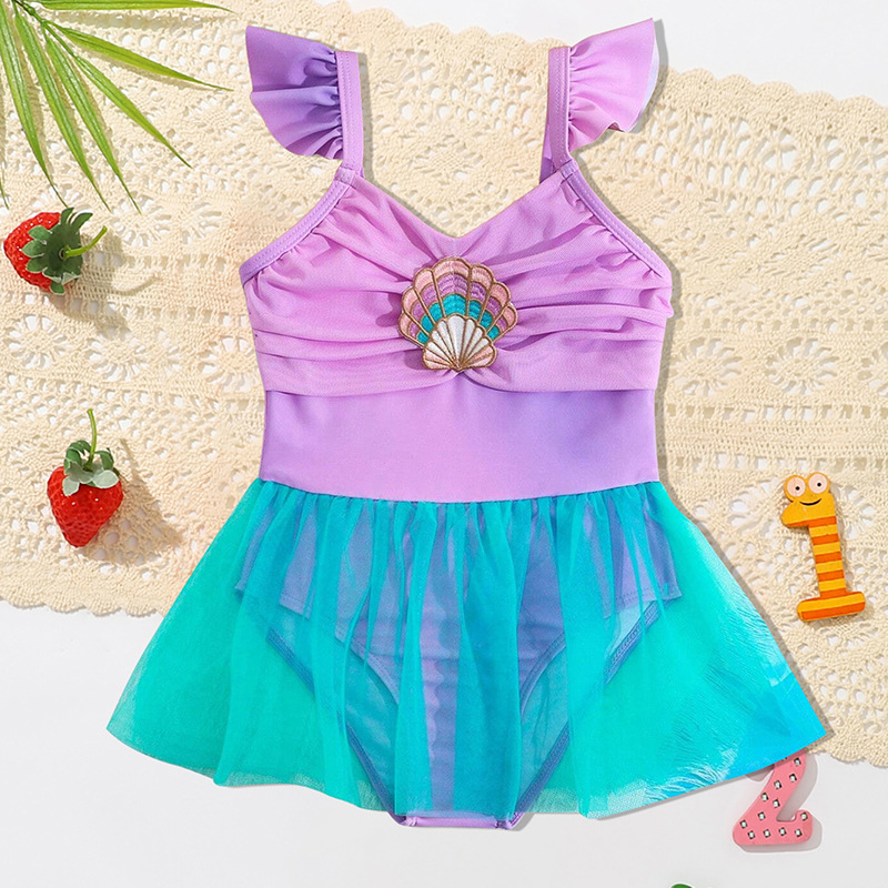2026 New Model Children's One-Piece Swimsuit for Young Girls, Cross-Border Baby Girl Dress, Summer Foreign Trade Girls' Swimwear Wholesale