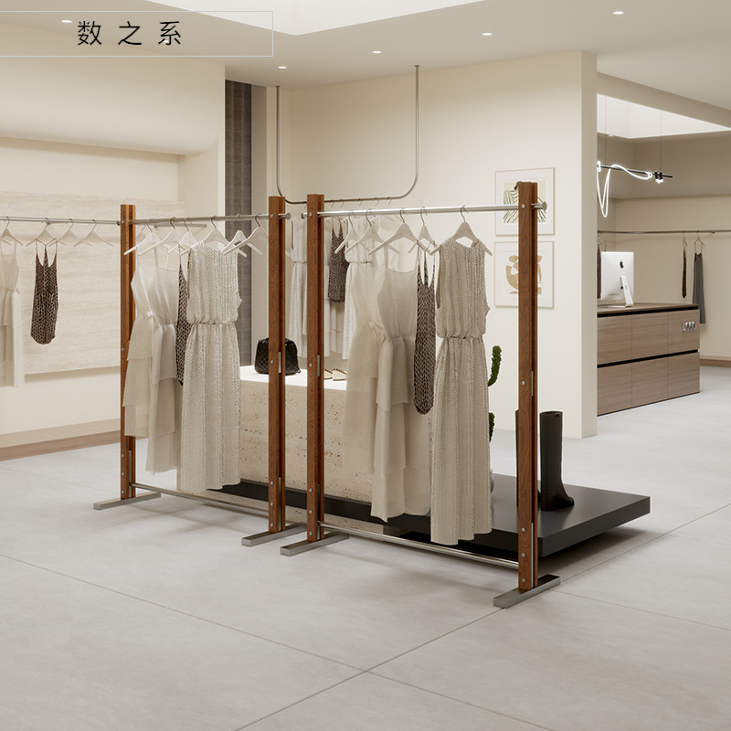 韩版服装店展示架落地式中岛架中古风服装架陈列架女装店挂衣架