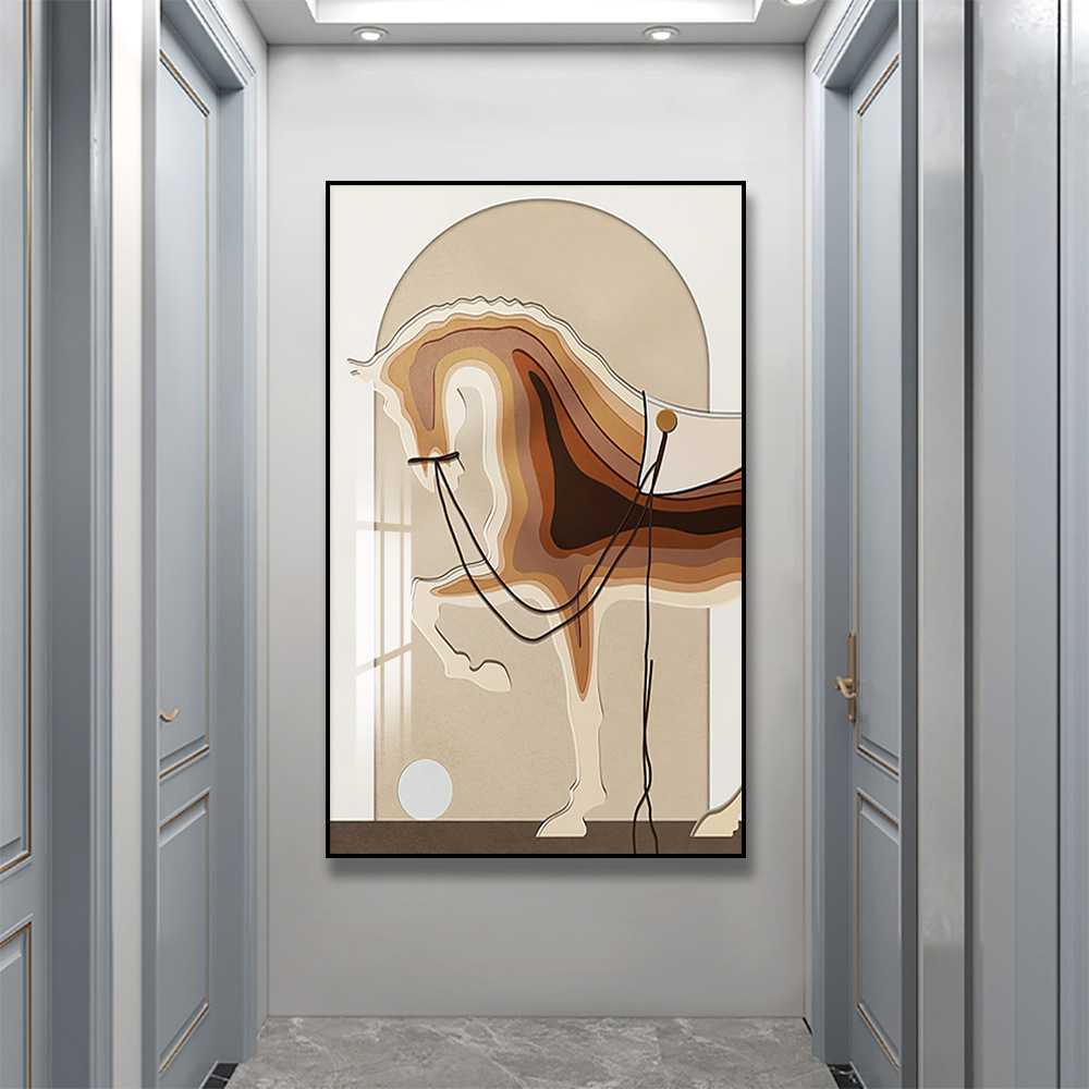 Brno hueco pintura luz lujo pasillo pintura decorativa pared abstracta caballo sala de estar de alta gama vertical real pintura