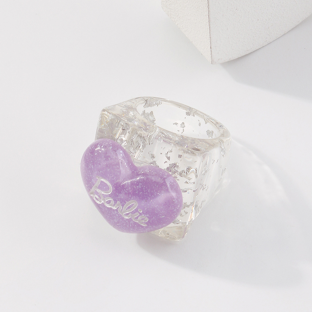 Bague En Résine Lettre Coeur Couleur Bonbon Simple En Gros Nihaojewelry display picture 6