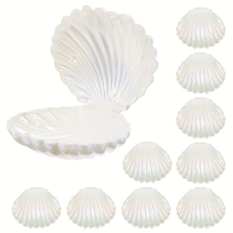 Pearl white electroplated large plastic simulated shell wedding candy box, raffle gift box, creative personalized item Pearl white electroplated large plastic simulated shell wedding candy box, raffle gift box, creative personalized item