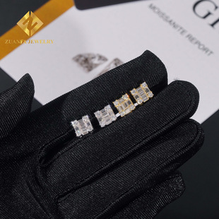 AliExpress 2024 new men's and women's creative t square mosan hip hop jewelry 925 silver mosan earrings a generation of hair