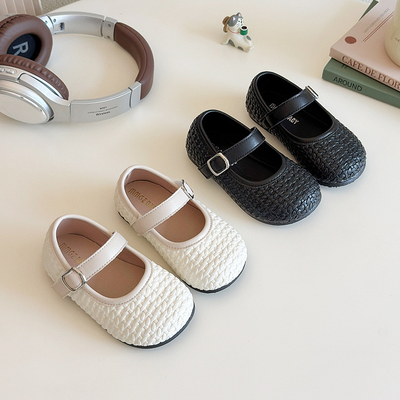 Children's Shoes 2026 Spring and Autumn New Style Little Girls' Woven Velcro Princess Shoes Cute Baby Versatile Single Shoes Trendy