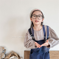 2024 Spring Children's Clothing New Arrival Girls Spring Korean Style Batwing Sleeve Pajama Shirt 123508
