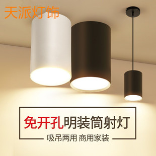 Surface-mounted LED Downlight, No Opening, Surface-mounted Spotlight, Ceiling Hanging Wire Boom Spotlight, Round COB Spotlight Source Manufacturer