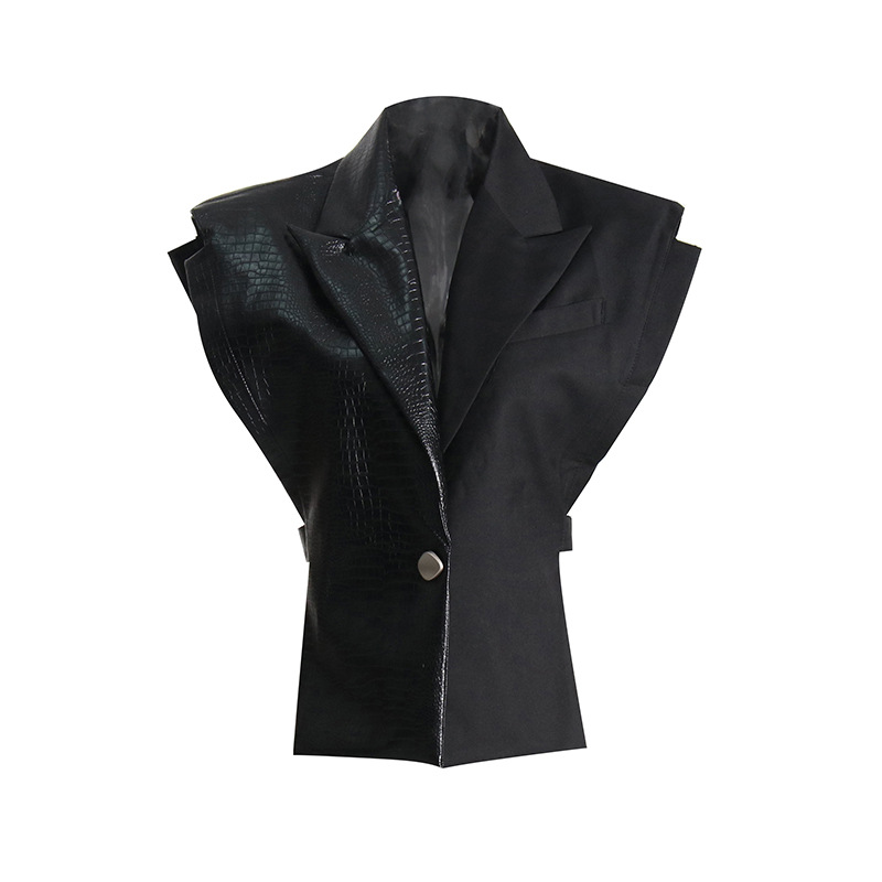 En stock 2024 nuevo cocodrilo patrón de costura de cuero traje de tela chaleco personalizado corte moda ajustable capa superior moda