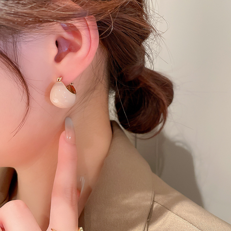 Ball Pattern 1 Pair Retro Ball Enamel Plating Copper Hoop Earrings