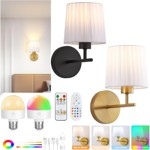 新款 跨境美式布罩壁灯电池供电充电壁灯RGB客厅酒店民宿床头氛围