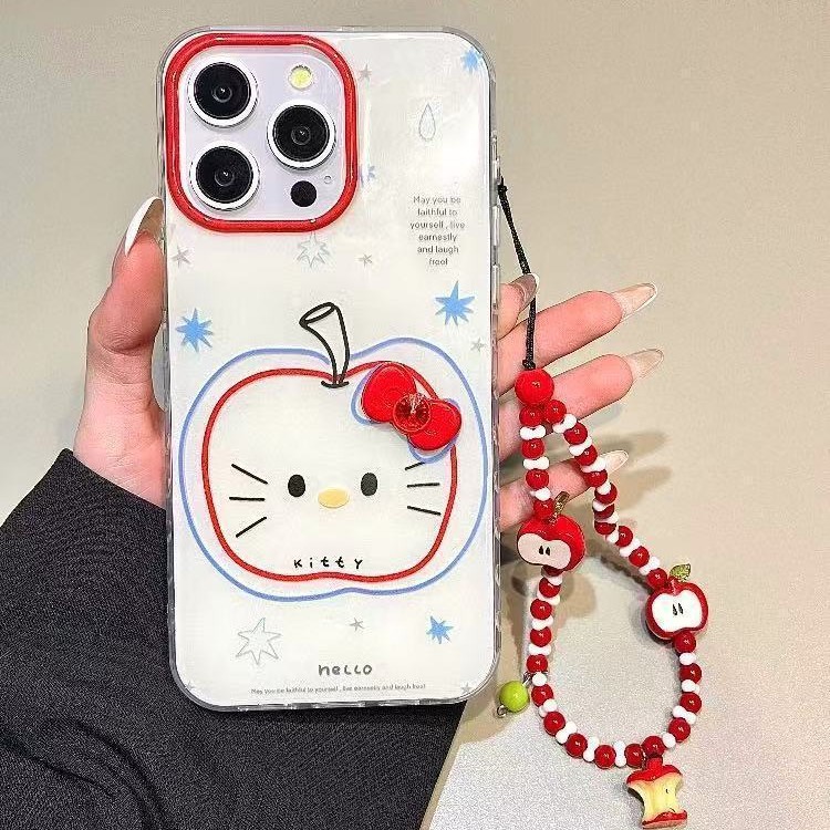 Línea de pintura al óleo de verano Apple KT cat para Apple 15Pro/16Pro funda para teléfono móvil 14 femenino 13 simple 16PM