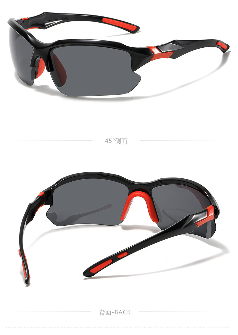 Black and red frame, black and gray lens