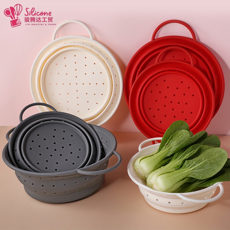 Nueva cesta de filtro de agua plegable de silicona canasta de drenaje retráctil cesta de almacenamiento de verduras y frutas cocina doméstica secadora ventilada
