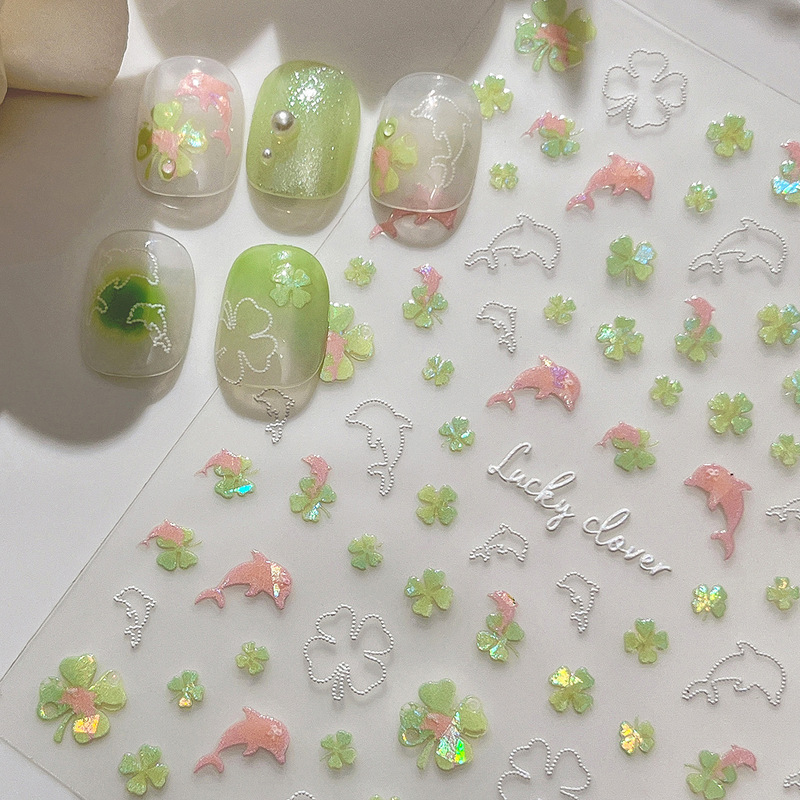 Yitu Ant Pattern Shell Light Jelly Dolphin Four-Leaf Clover Nail Art Stickers Cute Cartoon Style Nail Art Decorations Yt5639 Yitu Ant Pattern Shell Light Jelly Dolphin Four-Leaf Clover Nail Art Stickers Cute Cartoon Style Nail Art Decorations Yt5639