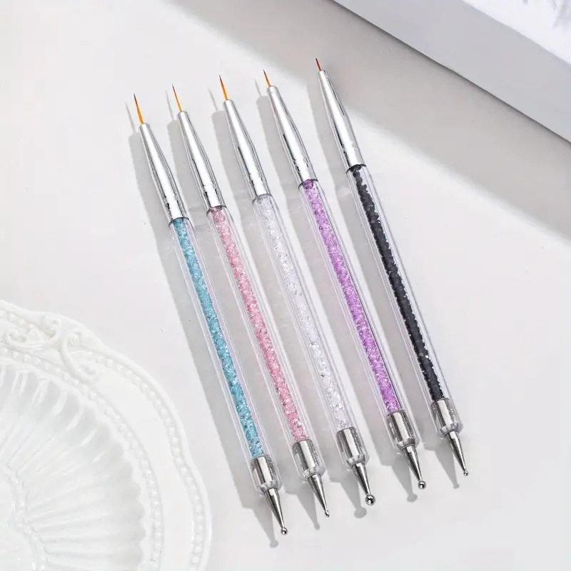 5 PCs double-headed point drill pen drawing pen point bead point flower needle acrylic rod nail brush suit nail tools