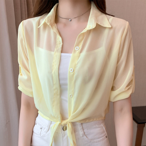 Summer new style small shawl thin shirt small coat women's sun protection clothing versatile thin short small waistcoat chiffon cardigan