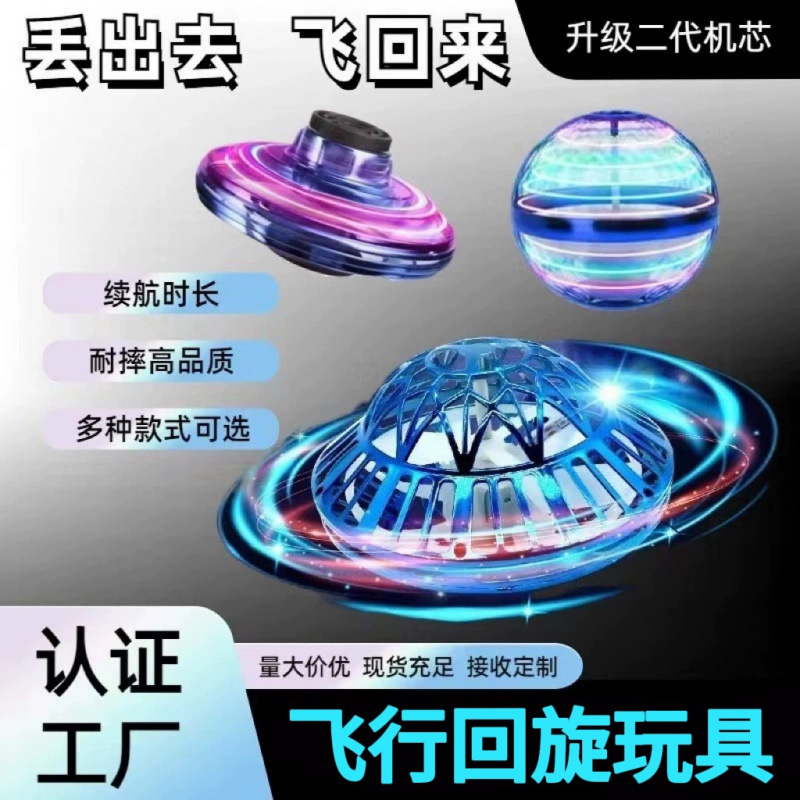 跨境飞行指尖陀螺 UFO回旋球 减压黑科技儿童玩具 智能感应飞行器|undefined