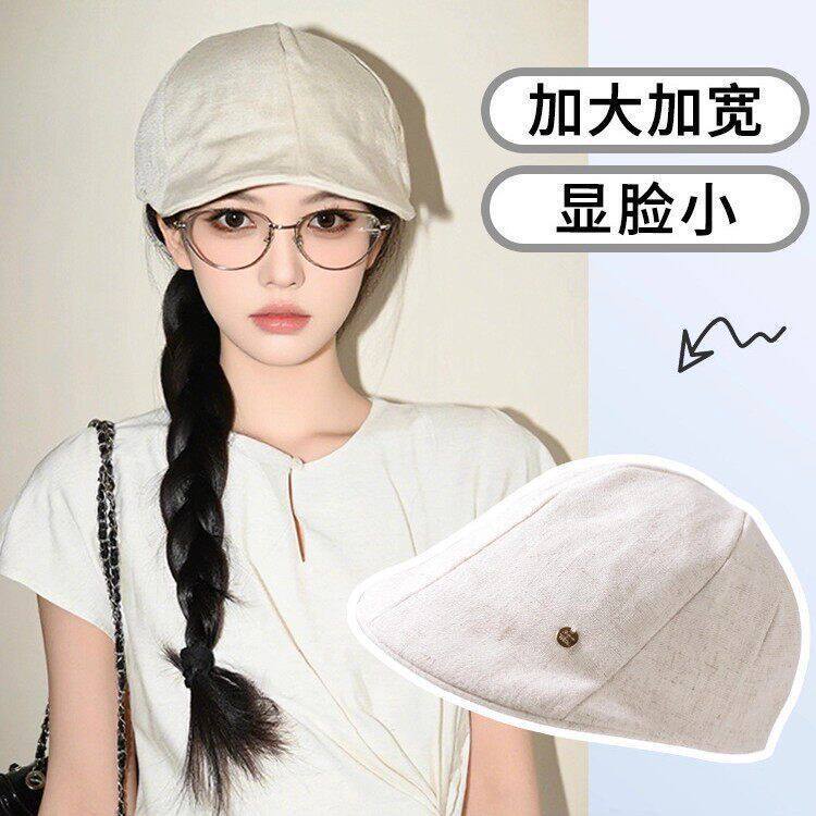 Spring and Summer Retro Solid Color Cotton and Linen Duckbill Cap for Women, Lightweight, Breathable, Stylish Beret Newsboy Hat Spring and Summer Retro Solid Color Cotton and Linen Duckbill Cap for Women, Lightweight, Breathable, Stylish Beret Newsboy Hat