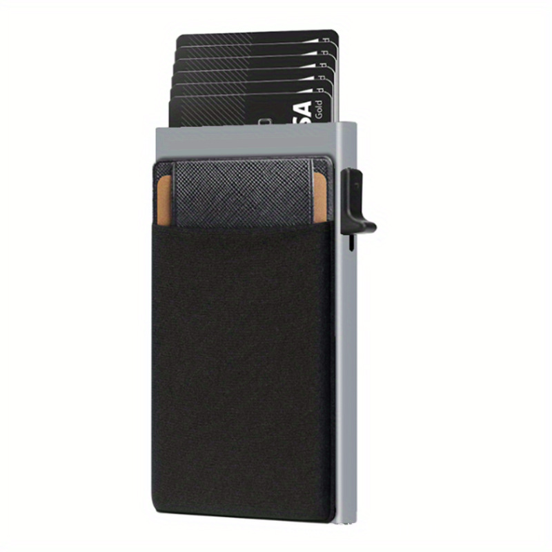 Aluminum Automatic Spring Card Holder Triangle Strap Cover Anti-theft RFID Bank Card Credit Card Wallet RFID Card Holder Card Clip Card Case