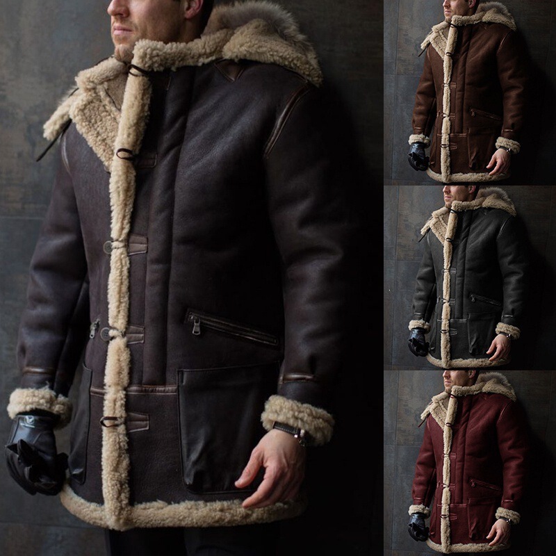 Autumn and Winter Hot-Selling Suede Faux Fur Amazon Hooded Fur Collar Thickened Coat Men's Large Size Jacket Autumn and Winter Hot-Selling Suede Faux Fur Amazon Hooded Fur Collar Thickened Coat Men's Large Size Jacket