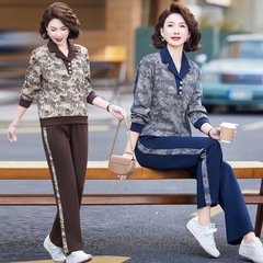 妈妈春秋运动套装2025新款中年女装时尚卫衣中老年洋气休闲运动服