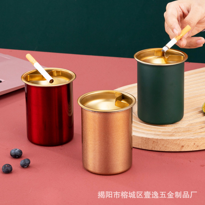 (2개) 인터넷 CELEBROUS TIKTOK 스테인레스 스틸 재떨이 안티 플라이 애쉬 안티 폴 인터넷 카페 바 재떨이 두꺼운 창조적 인 재떨이