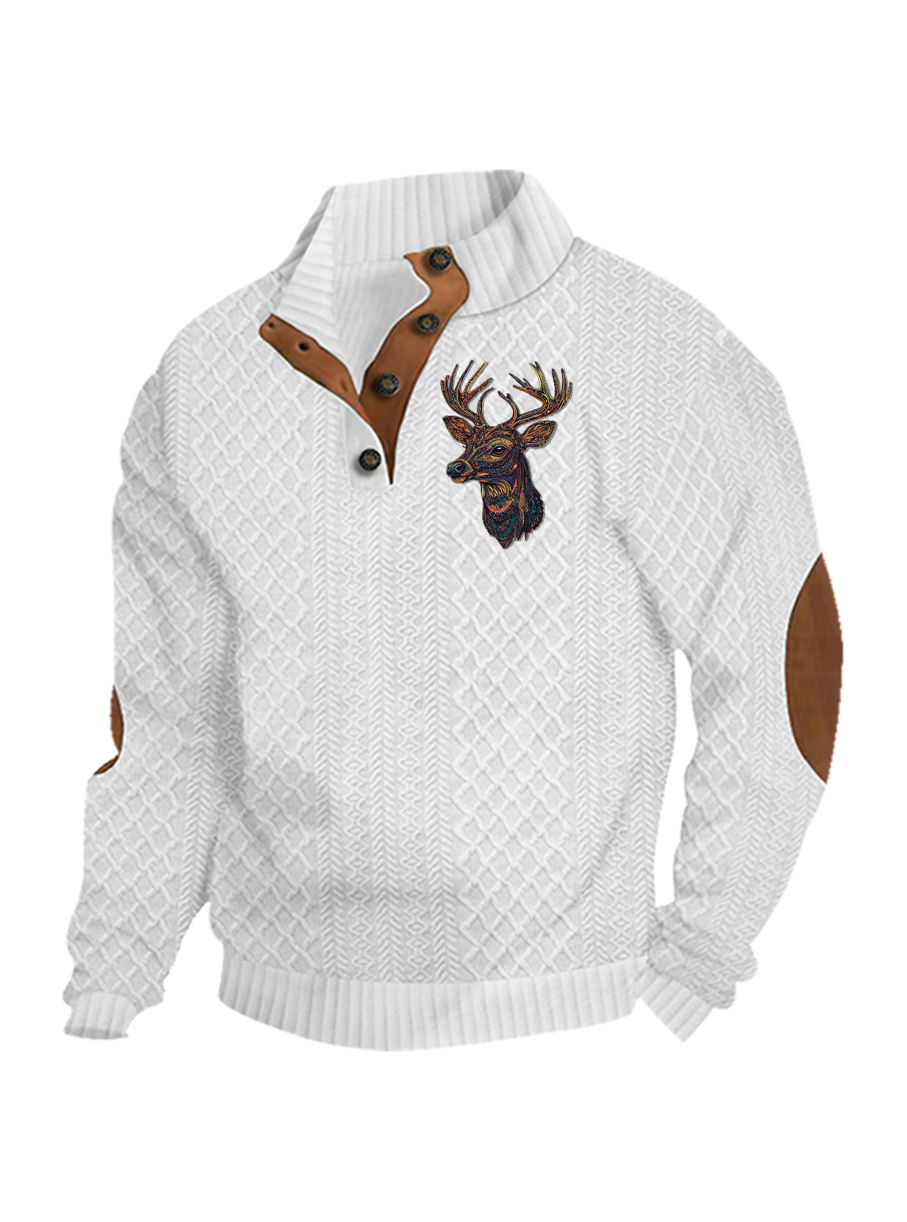 Transfronterizos Amazon otoño invierno caliente tamaño europeo para hombres al aire libre imitación de cuello de manga larga impresa hoodie de tres botones