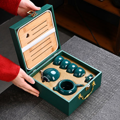 定窯茶器セットのセットには、茶盤付きギフトボックス付き陶磁器の工夫プレゼントがあります。