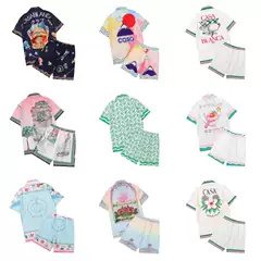 Cross-Border Wholesale Men's Shirts Summer Classic Trendy Brand Casablanca Casabaranca Short-Sleeved Shirt t Set