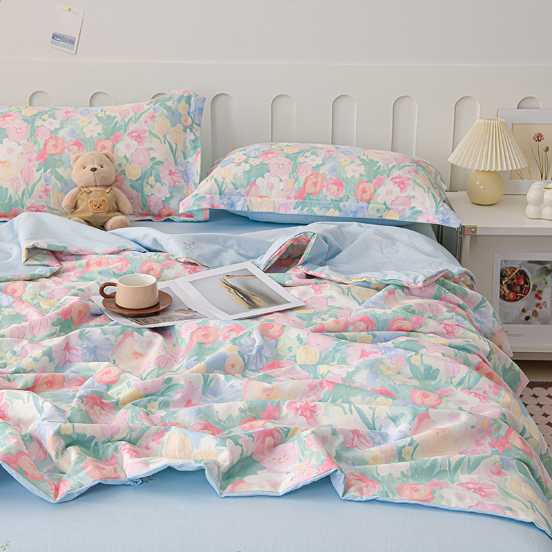 100 edredón fresco de verano de algodón de cuatro piezas dormitorio de algodón puro edredón de aire acondicionado individual verano nuevo edredón de verano 4