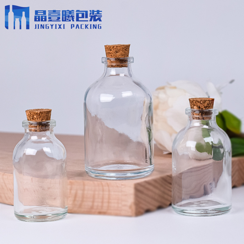 现货批发 10ml透明玻璃漂流瓶 卡口收纳瓶 粉末药剂瓶 木塞许愿瓶