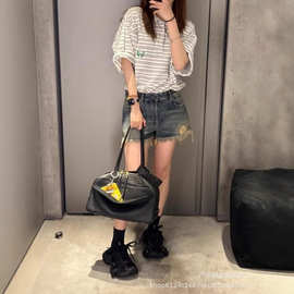 高版本B家25ss 巴黎麦穗间纹Polo衫时尚简约宽松os百搭男女短袖